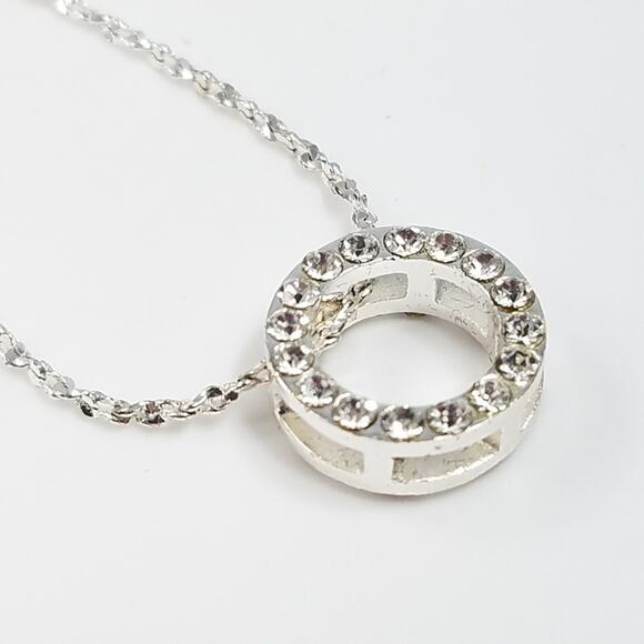 Crystal Rhinestone Reversible Pendant Necklace, 17 Inches - Picture 6 of 8